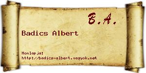 Badics Albert névjegykártya